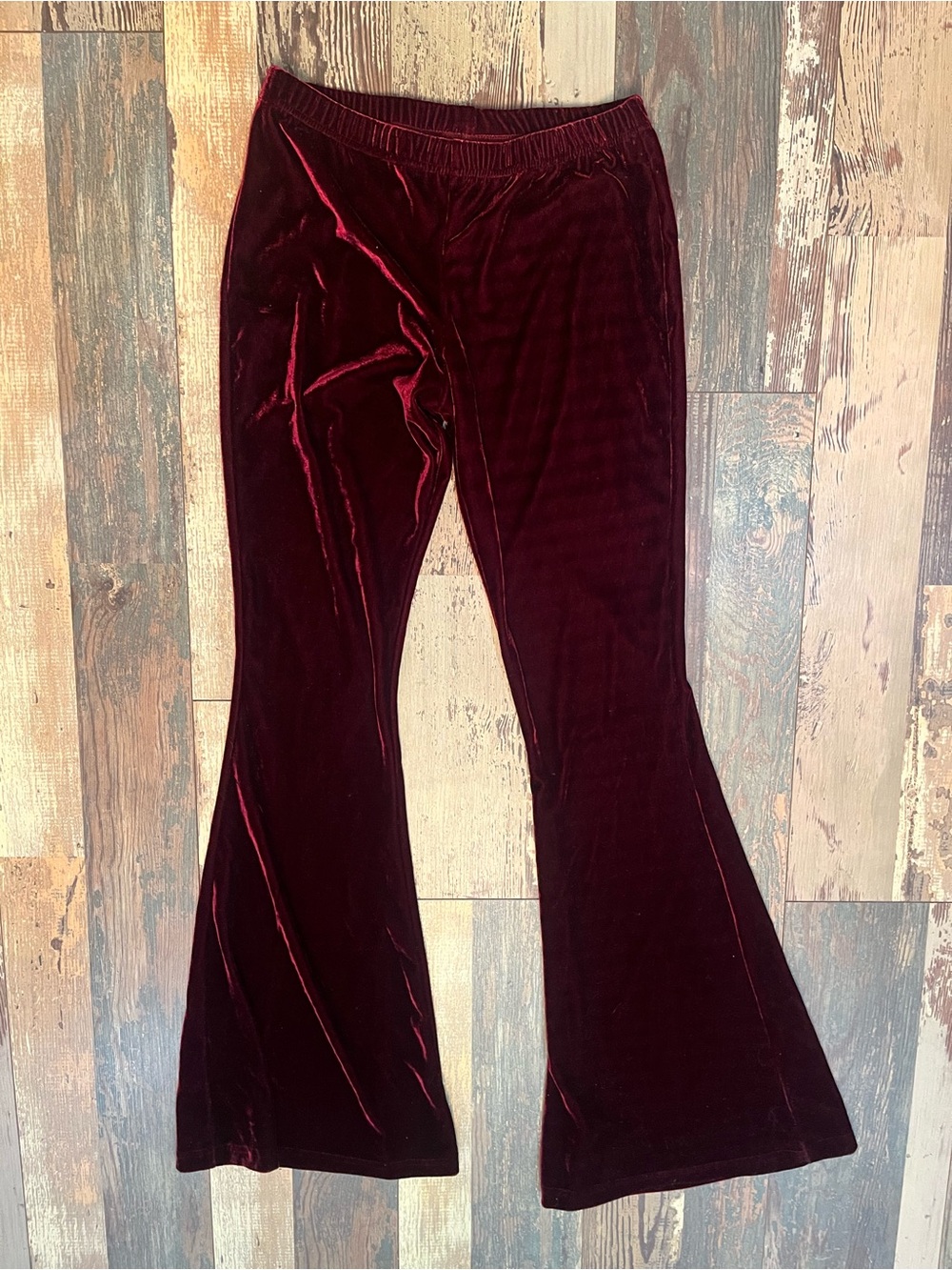 Fashionomics Burgundy Velvet Flared Pants